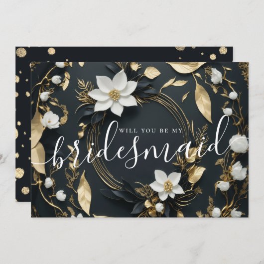 花の輪の花嫁の介添え人になってくれますか？のお願い 招待状 (正面/裏面)