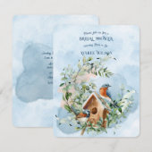 花の輪の青い鳥 ブライダルシャワー 招待状 (正面/裏面)