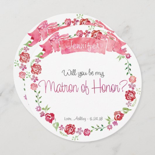 花の輪よ 私の名誉ある仲間になってくれる?カード 招待状 (正面/裏面)