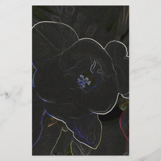 花の輪郭を描いたフリーシア 便箋 (正面)