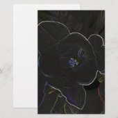 花の輪郭を描いたフリーシア 便箋 (正面/裏面)