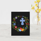 花の輪飾り 彼は復活した イエス キリスト 喜ばしいイースター カード (黄色い花)