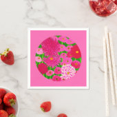 花の輪、明るい赤紫色ピンク菊 スタンダードカクテルナプキン (インサイチュ)