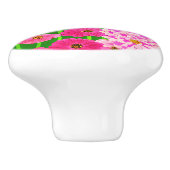 花の輪、明るい赤紫色ピンク菊 セラミックノブ (側面)