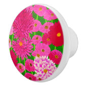 花の輪、明るい赤紫色ピンク菊 セラミックノブ (右)