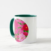 花の輪、明るい赤紫色ピンク菊 マグカップ (正面左)