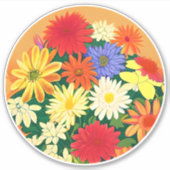 花の輪、色の付いたデイジーとアスター シール (正面)