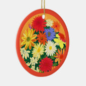 花の輪、色の付いたデイジーとアスター セラミックオーナメント (右)