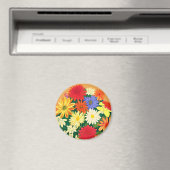 花の輪、色の付いたデイジーとアスター マグネット (インサイチュ (食洗機))