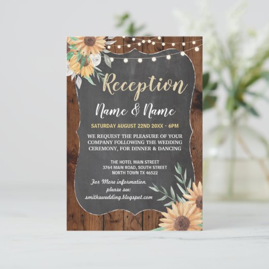 花の農村風ウェディングパーティーひまわり木 招待状 (スタンド正面)