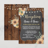 花の農村風ウエディングパーティーひまわり木製 招待状 (正面/裏面)