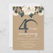 花の農村風 40周年 結婚記念日 招待状 (正面)