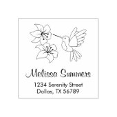 花の近くのハミングバードアドレス ラバースタンプ (インプリント)