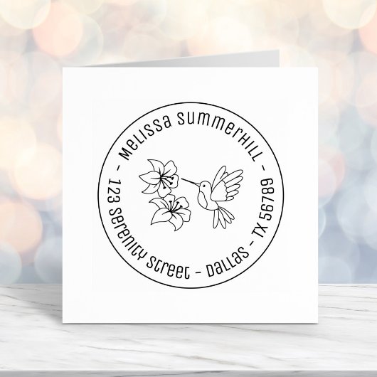 花の近くのハミングバード住所2 セルフインキングスタンプ