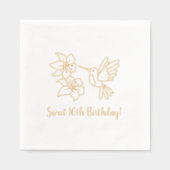 花の近くのハミングバード16誕生日 箔ナプキン (正面)