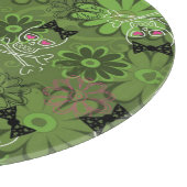 花の迷彩柄の背景のガーリーなパンクのスカル カッティングボード (角)