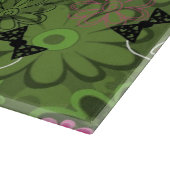 花の迷彩柄の背景のガーリーなパンクのスカル カッティングボード (角)