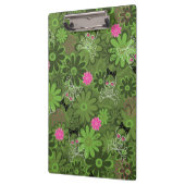 花の迷彩柄の背景のガーリーなパンクのスカル クリップボード (左)