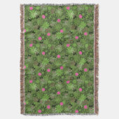 花の迷彩柄の背景のガーリーなパンクのスカル スローブランケット (正面縦)