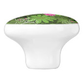 花の迷彩柄の背景のガーリーなパンクのスカル セラミックノブ (側面)