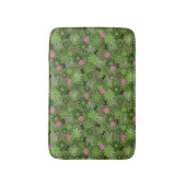花の迷彩柄の背景のガーリーなパンクのスカル バスマット (正面縦)