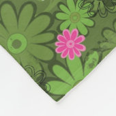 花の迷彩柄の背景のガーリーなパンクのスカル フリースブランケット (角)