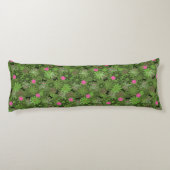 花の迷彩柄の背景のガーリーなパンクのスカル ボディピロー (裏面)