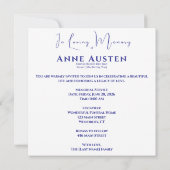 花の追悼招待状 5.25" 角型フラットカード 招待状 (裏面)