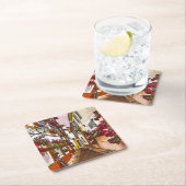 花の通り。Cordoba,アンダルシア,スペイン。 スクエアペーパーコースター (インサイチュ)