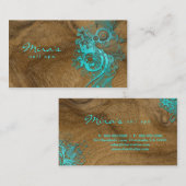 花の造園の名刺の木製の青 名刺 (正面/裏面)