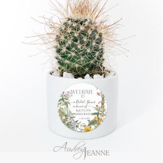 花の野生の水彩画 ウェルカム ブライダルシャワー ラウンドシール