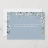 花の野生の花のダスティーブルーのスクリプト サンキューカード (裏面)