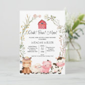 花の野生の花輪の農場動物の赤ちゃんシャワー 招待状 (スタンド正面)