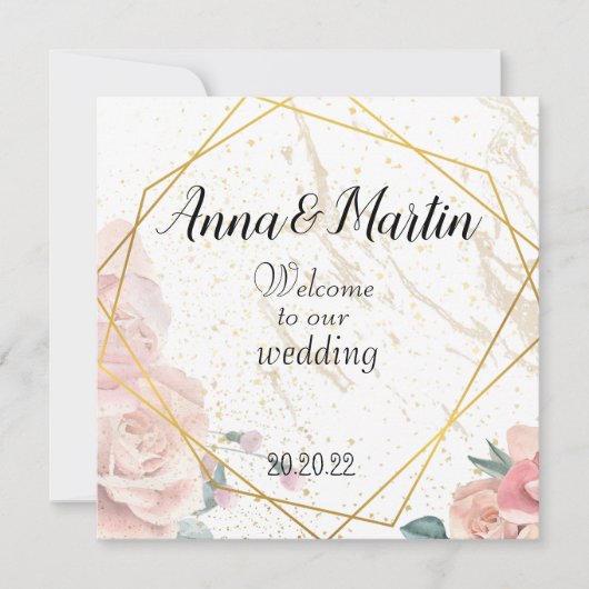 花の金のフレーム 招待状 (正面)