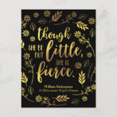 花の金ゴールドの小さくしかし激しいウィリアム・シェイクスピア ポストカード (正面)