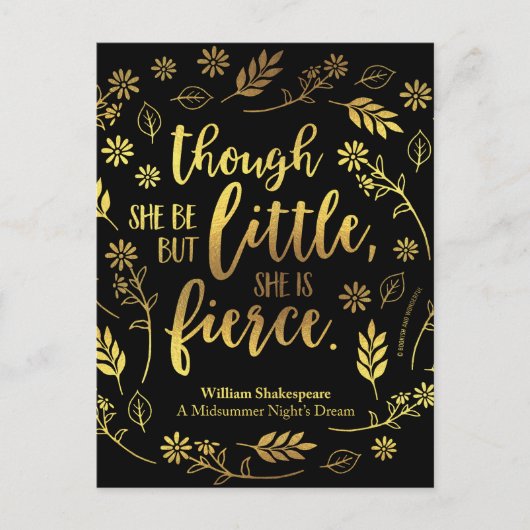 花の金ゴールドの小さくしかし激しいウィリアム・シェイクスピア ポストカード (正面)