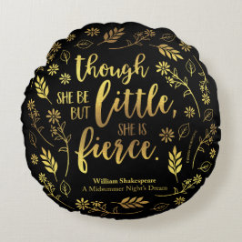 花の金ゴールドの小さくしかし激しいウィリアム・シェイクスピア ラウンドクッション