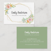 花の金ゴールドの幾何学的でエレガントな名刺 名刺 (正面/裏面)