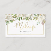 花の金ゴールドフレームのメーキャップアーティストの美容院 名刺 (正面)