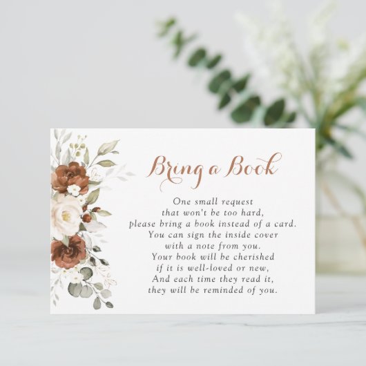 花の錆びたオレンジ色のトマトの赤ちゃん歓迎会 本を1冊持ってきて 出欠カード (スタンド正面)