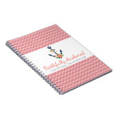 花の錨 海事 信仰 ネイビー&コーラル チェック ノートブック (右側)