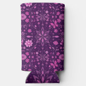 花の開花フェアリーコアパターン – ピンクと紫 スリム缶クーラー (裏面)