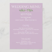 花の開花 – ウェディングレセプションメニュー メニュー (裏面)