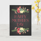 花の開花Chalkboardマザーズデイカード カード (黄色い花)