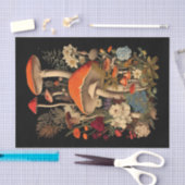 花の間のかわいらしキノコイラストレーション 薄葉紙 (クラフト)