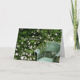 花の間のウィッカーチェア誕生日グリーティングカード カード