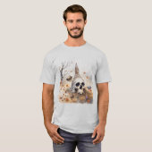 花の間のスカル配置 Tシャツ (正面フル)