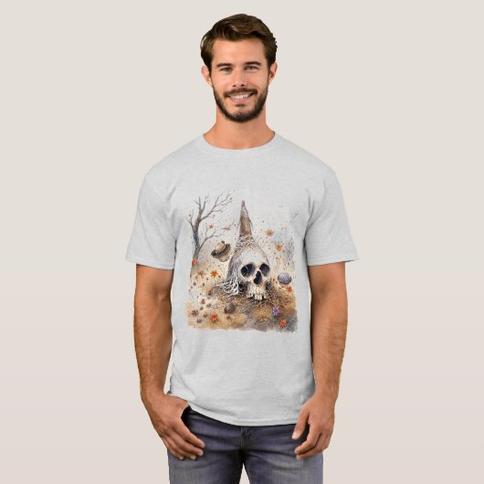 花の間のスカル配置 Tシャツ (正面フル)