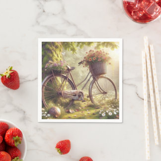 花の間の自転車カスタムパーティーナプキン50 スタンダードカクテルナプキン