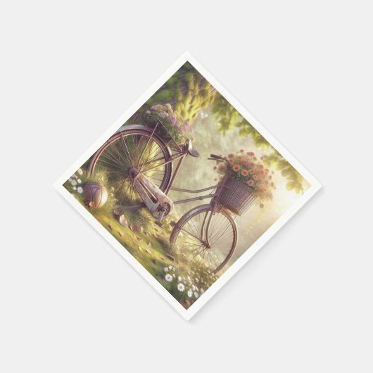 花の間の自転車カスタムパーティーナプキン50 スタンダードカクテルナプキン (角)